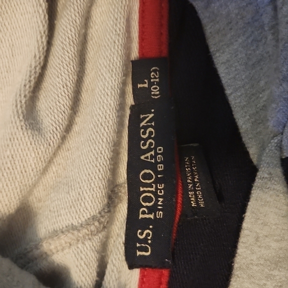 U.s Polo Assn. Blue and Gray Logo Hoodie Size Large 10-12 - Picture 4 of 4